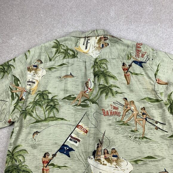 TOMMY BAHAMA RELAX Men’s L 100% Silk SS Shirt Miss Bahama Catch-a-Lot-Island - Picture 9 of 16